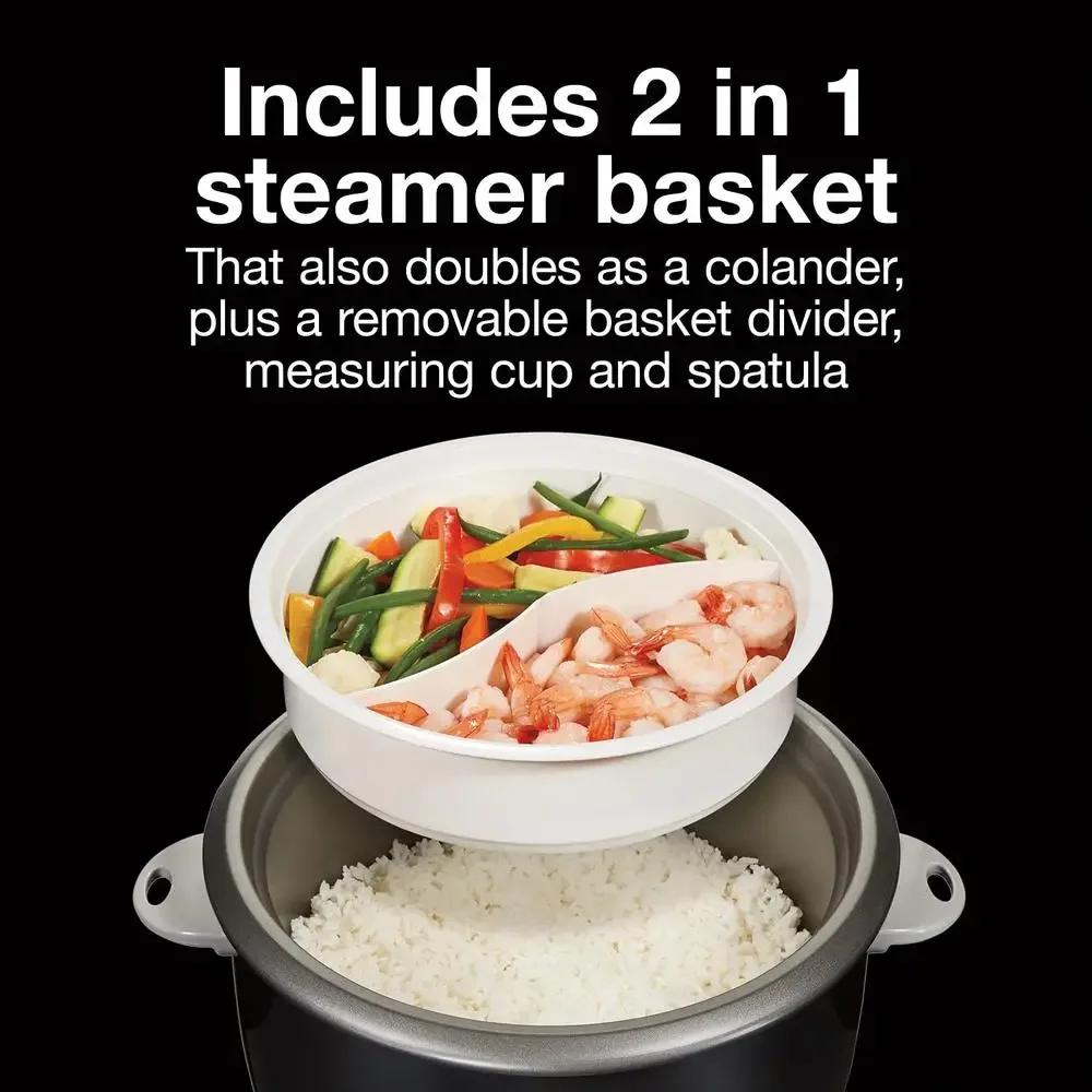 30 Cups Rice Cooker Food Steamer 2 in 1 Steamer Basket Easy One Touch Control Dishwasher Safe Cook Grains Vegetables Perfectly