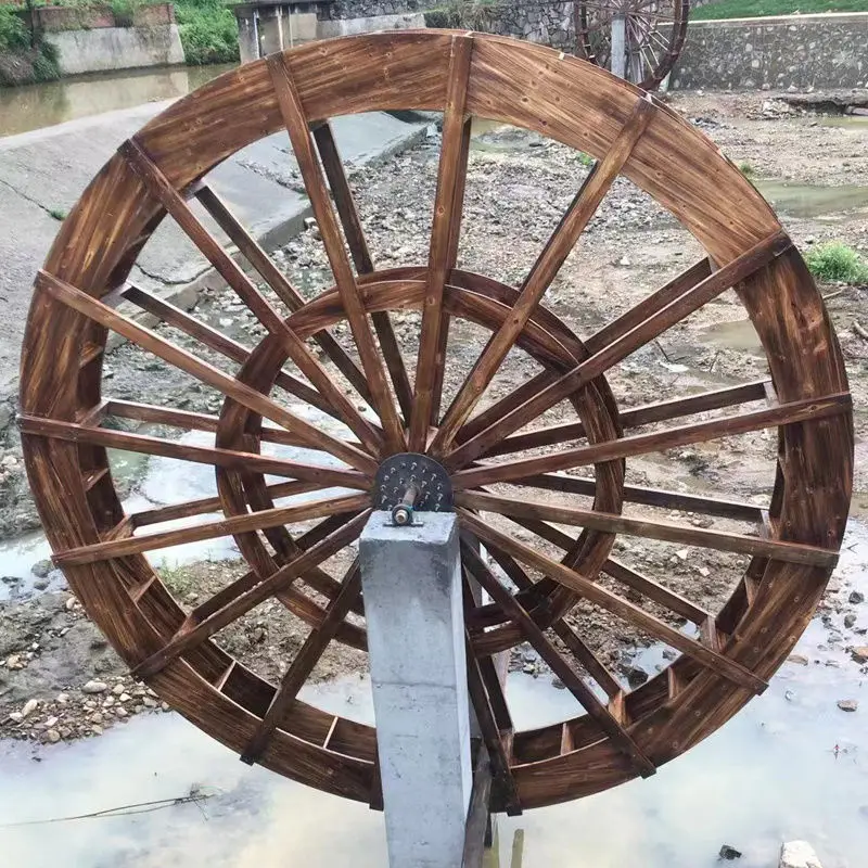 

Outdoor electric rotating water wheel, solid wood wood anti-corrosion, wood landscape flowing water villa, large dragon