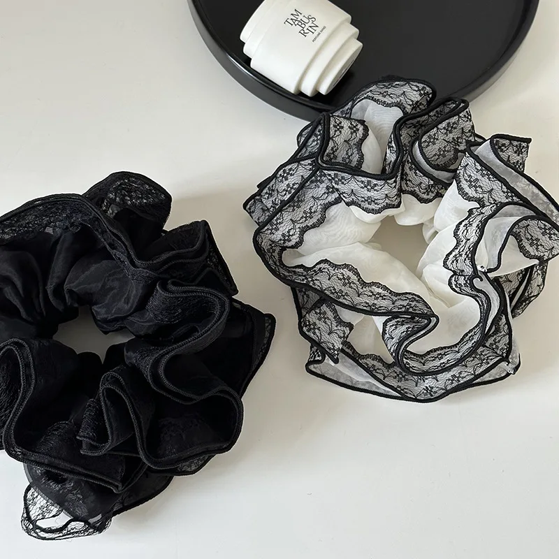 

Niche Design Lace Hollowed-out Lace Large Circle Elastic Scrunchie Hair Rope Headflower Hair Accessories Wholesale