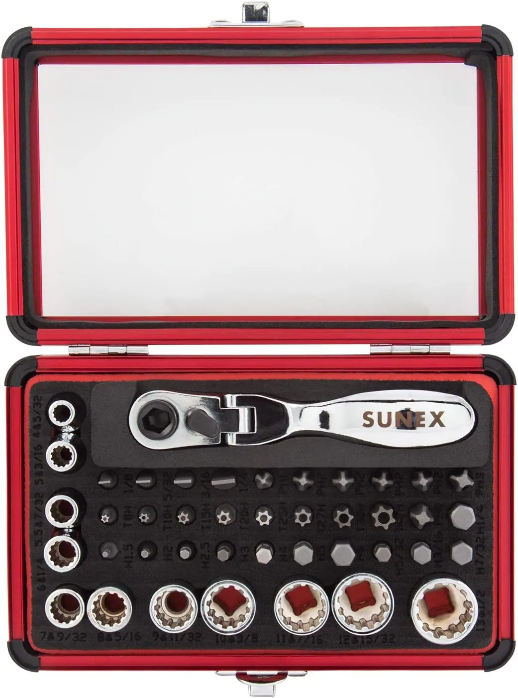 

44-Piece 1/4" Drive Mini Dual Flex Head Ratchet Set with Sockets and Bits for Versatile Use