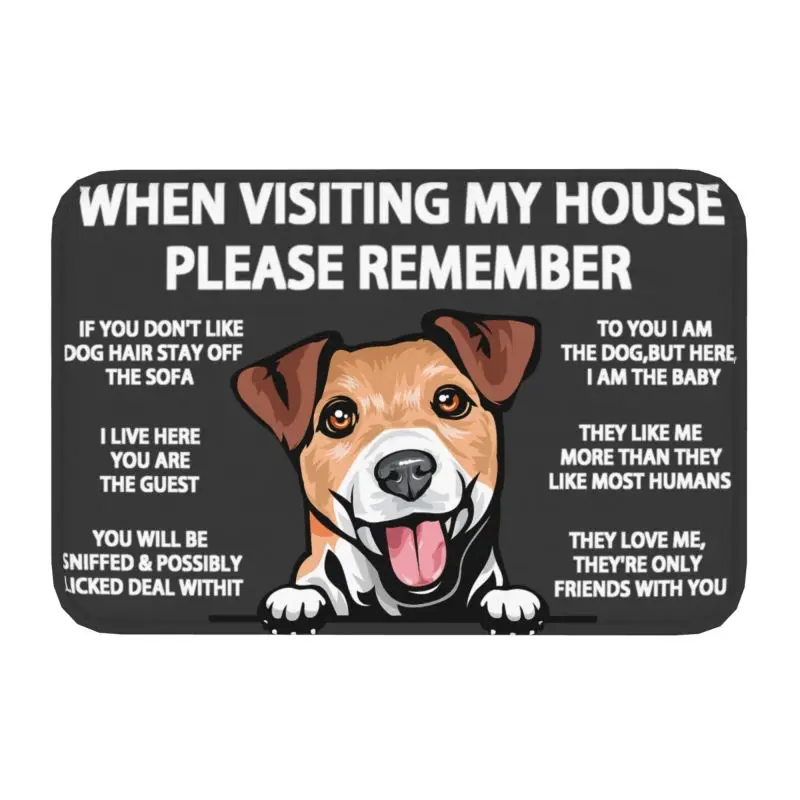 Peeking Dog Jack Russell Terrier Doormat Anti-Slip Kitchen Bathroom Mat Bedroom Balcony Floor Door Entrance Carpet Rug