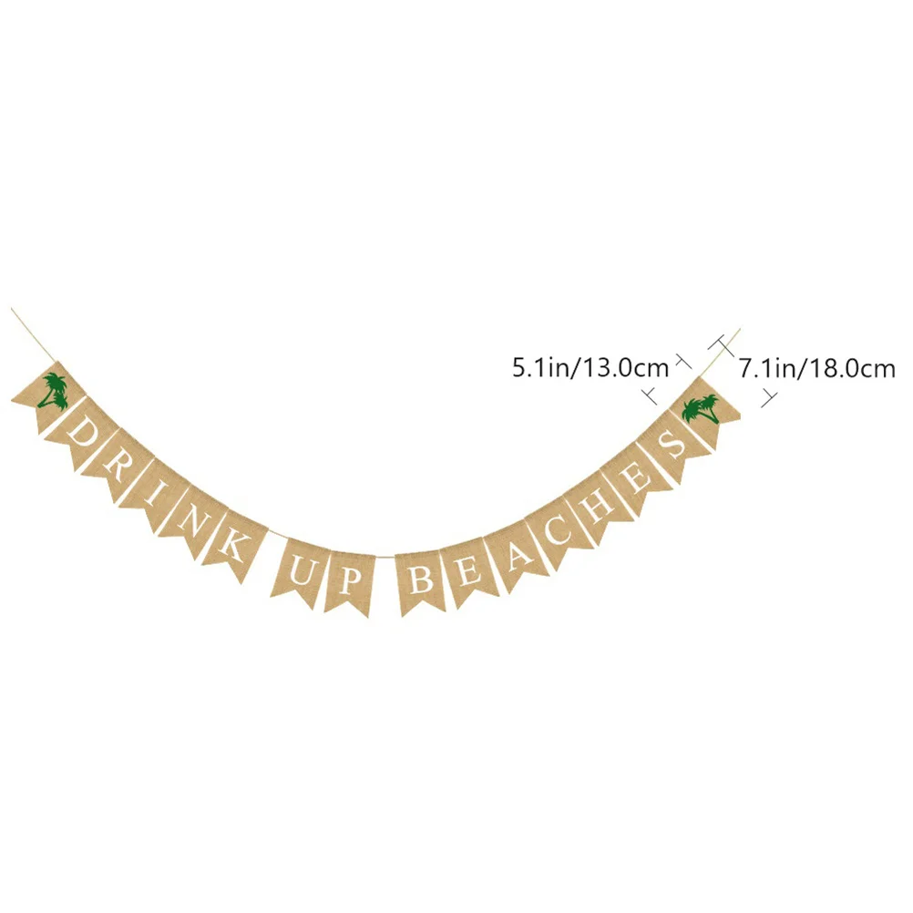 1Pcs Linen Hanging Banner Hawaii Themed Coconut Tree Design Birthday Party Decoration Bunting Flags Photo Background