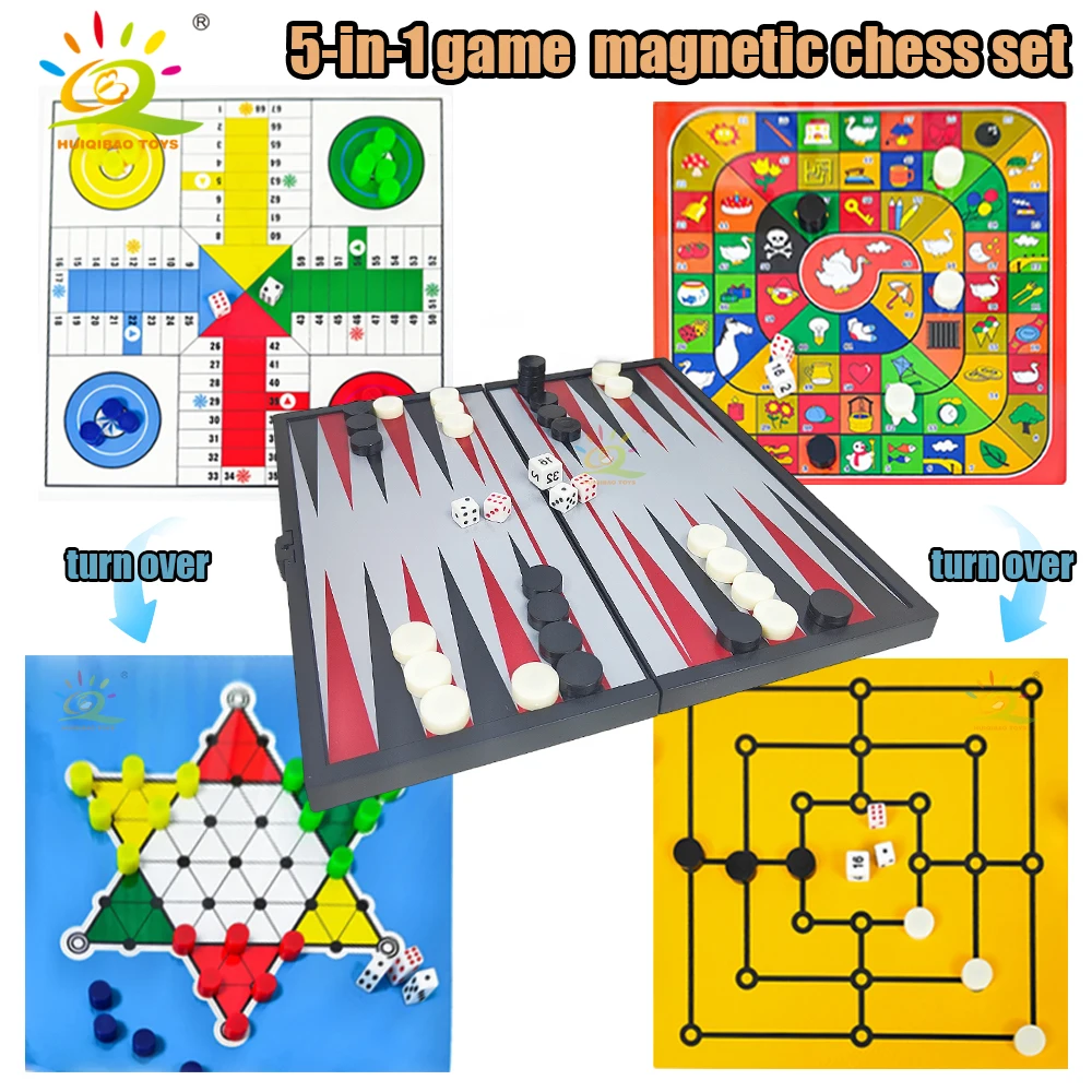 Nuovo gioco da tavolo magnetico 5 in 1 Giocattoli da tavolo Design a doppia faccia Cinque giochi Giochi di società Giochi sociali Giocattoli Regali per bambini adulti