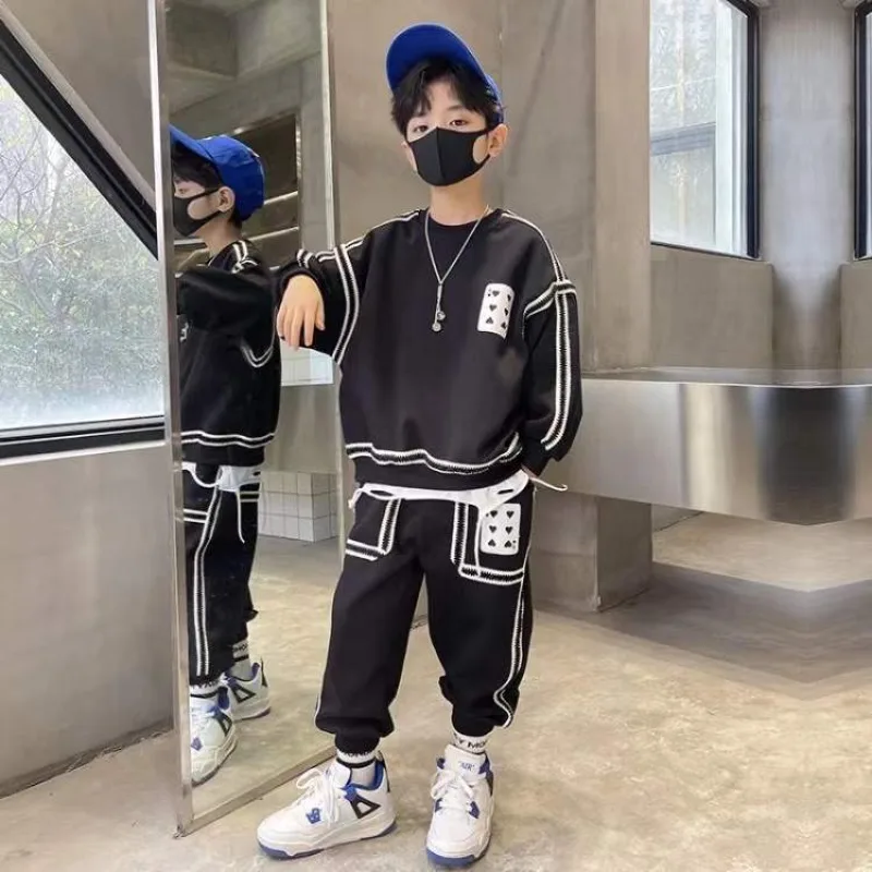 Sweatshirt Set Print Children's Clothing Boys Elementary Student Men's Clothes Boy Autumn Winter Suit Kids Sets Korean 2025 Wear