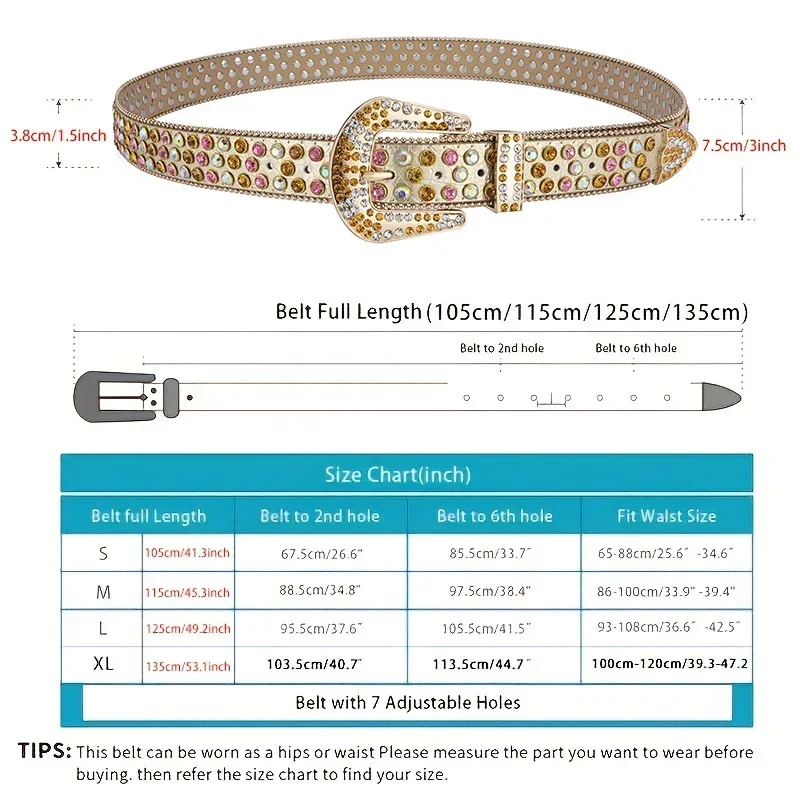 Personality Spicy Girl Women Belt with Metal Button Head Diamond Embedding Body Shining Everyday Versatile Jeans Women Belt