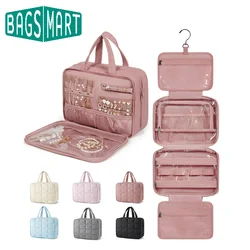 BAGSMART borsa da toilette da viaggio con borsa portaoggetti per gioielli borsa da toilette da appendere borsa per cosmetici soffice accessorio da viaggio essenziale