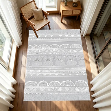 Boho Border Striped Carpet Flooring Ethnic Geometric Pattern Floor Rug Home Indoor Decoration