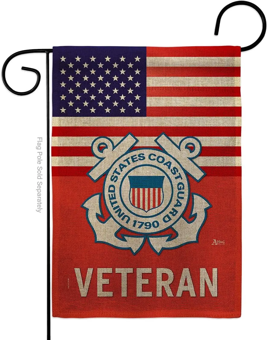 US Guard Veteran Burlap Garden Flag - Armed Forces USCG Semper Paratus United State American Military Retire Official - Ho