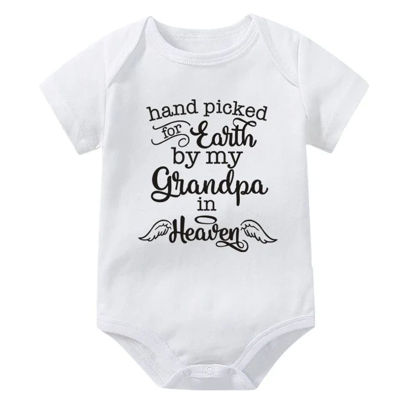 Cotton Baby Bodysuits Newborn Jumpsuit Hand Picked For Earth By My Grandma/Grandpa In Heaven Short Sleeve Summer Baby Outfits