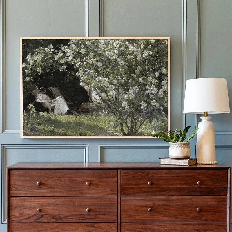 1pc Frameless Canvas Painting Vintage French Country Antique Spring Landscape Posters Prints Canvas Painting Wall Art HD Picture - view 3