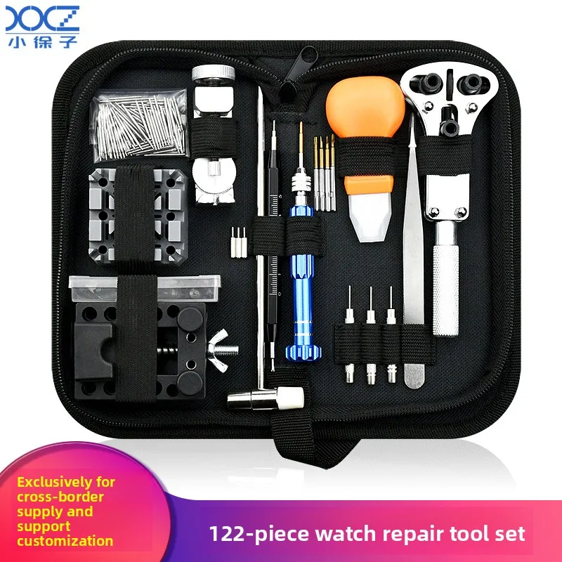 

122 piece watch repair tool set, fully adapted to mechanical quartz watches for back cover opening/strap replacement process