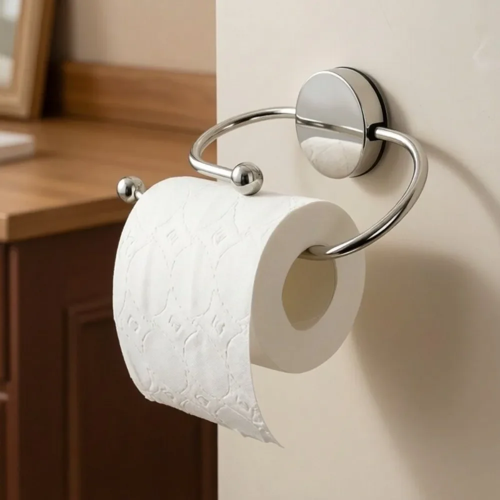 Stainless Steel Bathroom Tissue Holder Rust-Resistant with Suction Cup Roll Holder Wall Mounted Waterproof