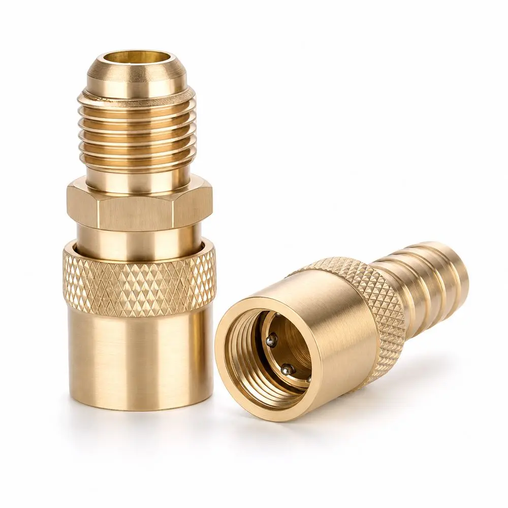 Brass Mold Quick Coupler Open Flow Hose Barb Female Quick Coupling Knurled Sleeve Female Socket Hose Barb Coupler