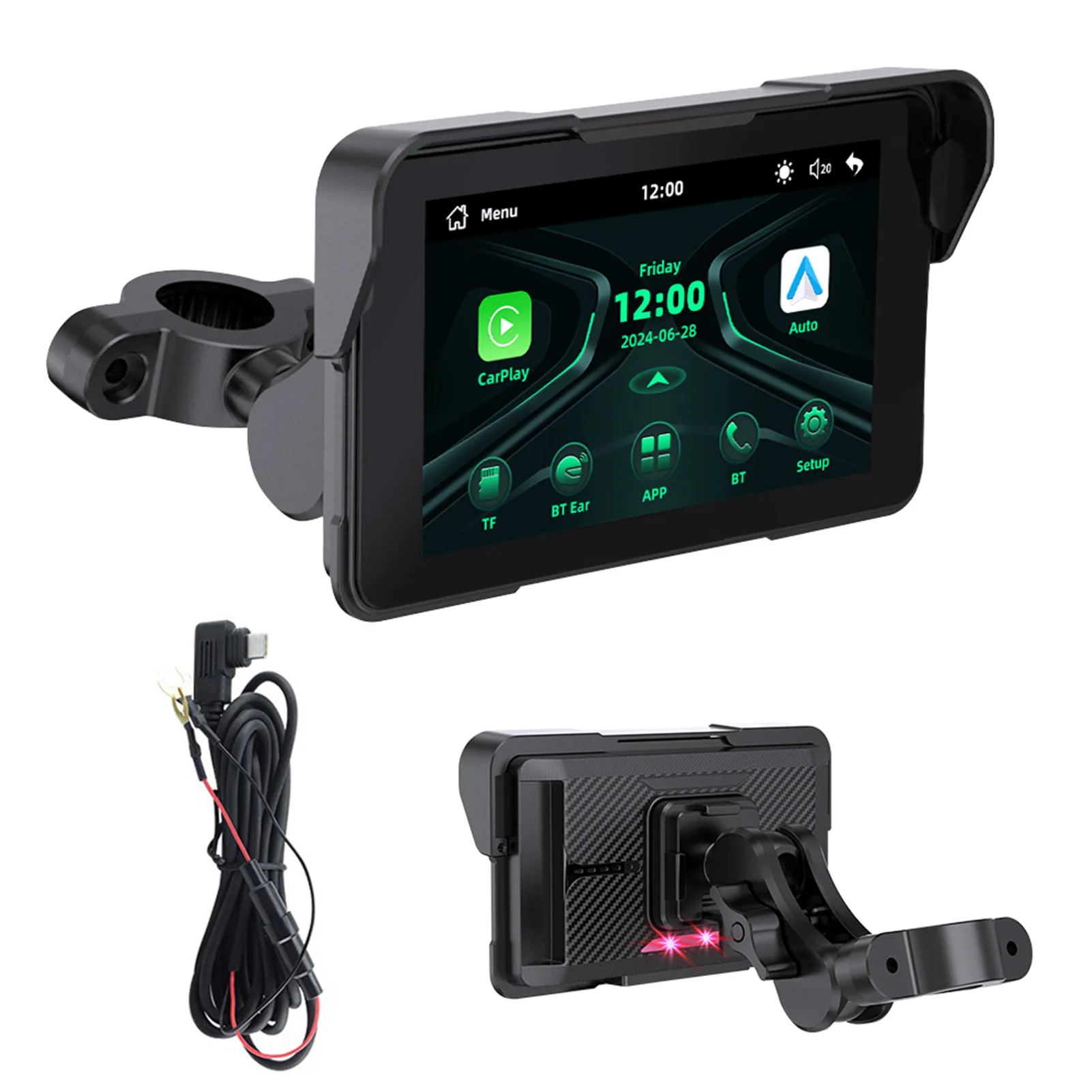 

2.5D IPS 5-дюймовый портативный цифровой мотоцикл приборная панель GPS мотоциклетный навигационный экран беспроводной CarPlay Moto Android Auto
