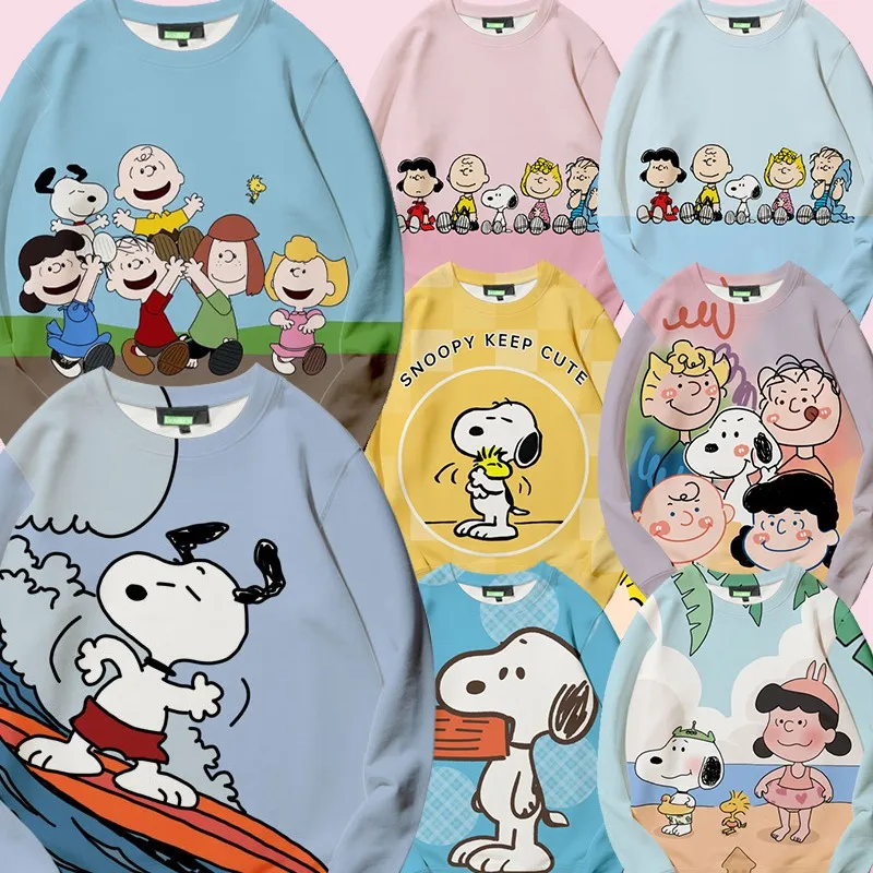 

Snoopy Anime Co-named Hoodie Men's Crewneck Loose Two Yuan Anime Clothes Children's Coat Autumn