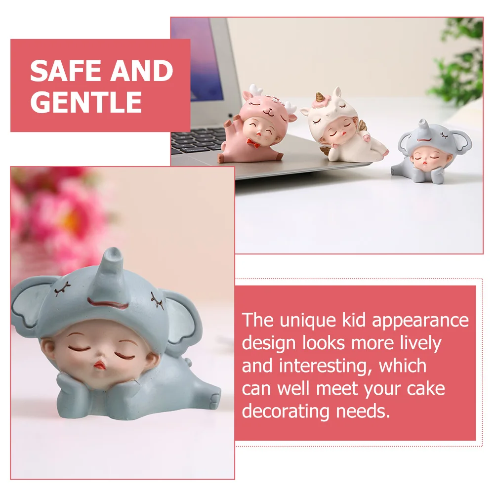 

Elephant Resin Cake Decor Kids Birthday Party Sculpture Ornaments Vivid Kids Cake Decorations Party Ornament Dessert Ornament