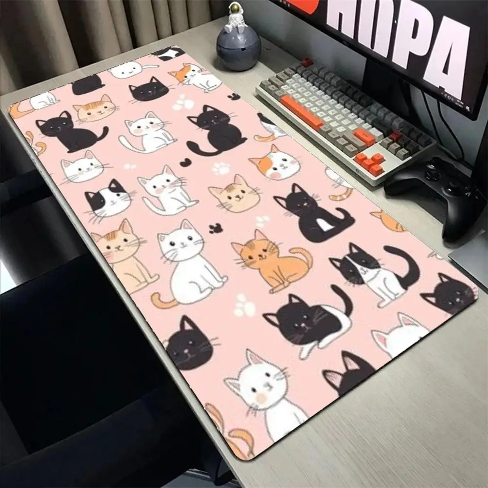 

Коврик для мыши с рисунком милого котенка, большой игровой коврик для мыши с прошитыми краями, утолщенный коврик для компьютерной клавиатуры и стола