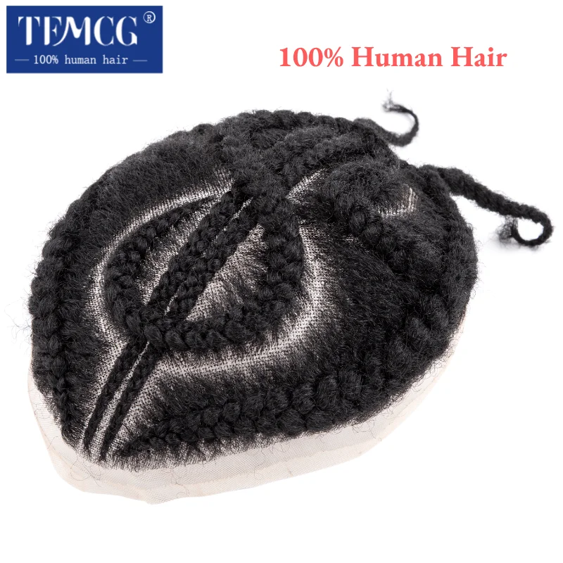 

Braided Toupee Men Wig Full Lace Man Wig 100% Human Hair Braids Male Hair Prosthesis For Black Men Hair Replacement System Unit