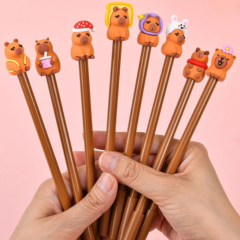 

24/48pcs Kawaii Capybara Gel Pen Cute 0.5mm Black Ink Neutral Pens Promotional Gift Office School Supplies