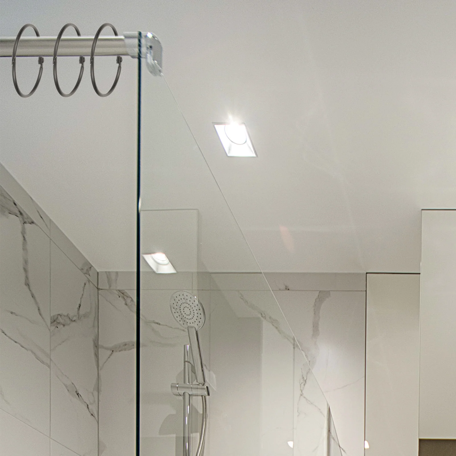 

30Pcs Circular Shower Curtain Rings Polished Iron Round Curtain Hanging Rings Easy Install for Bathroom Windows Decorative Room