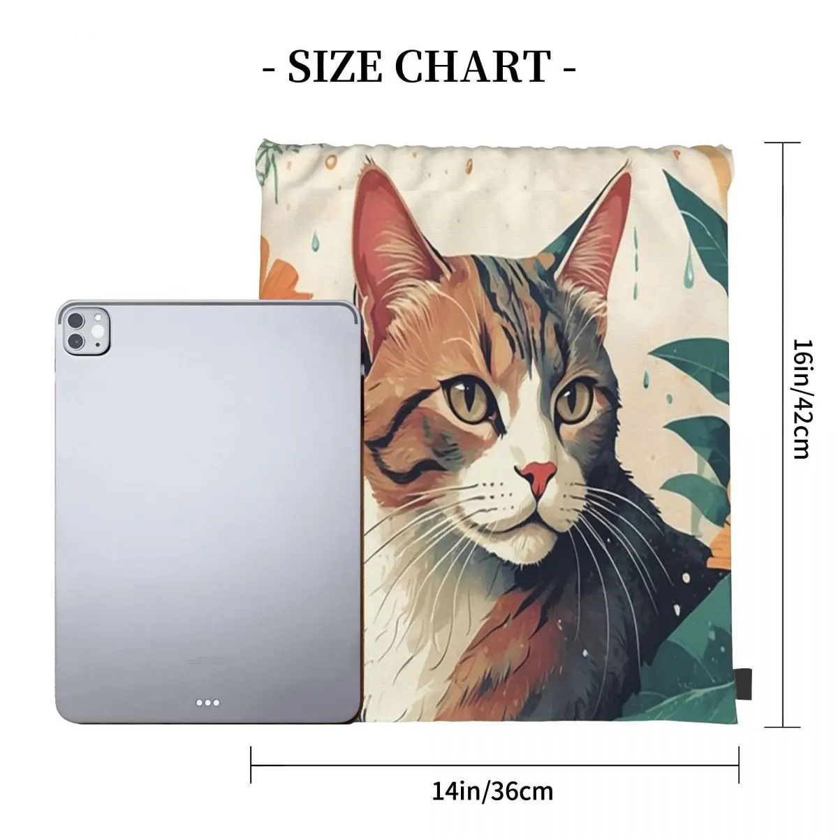 Cats Flowers Backpacks Multi-function Portable Drawstring Bags Storage Bag Book Bags For Travel School