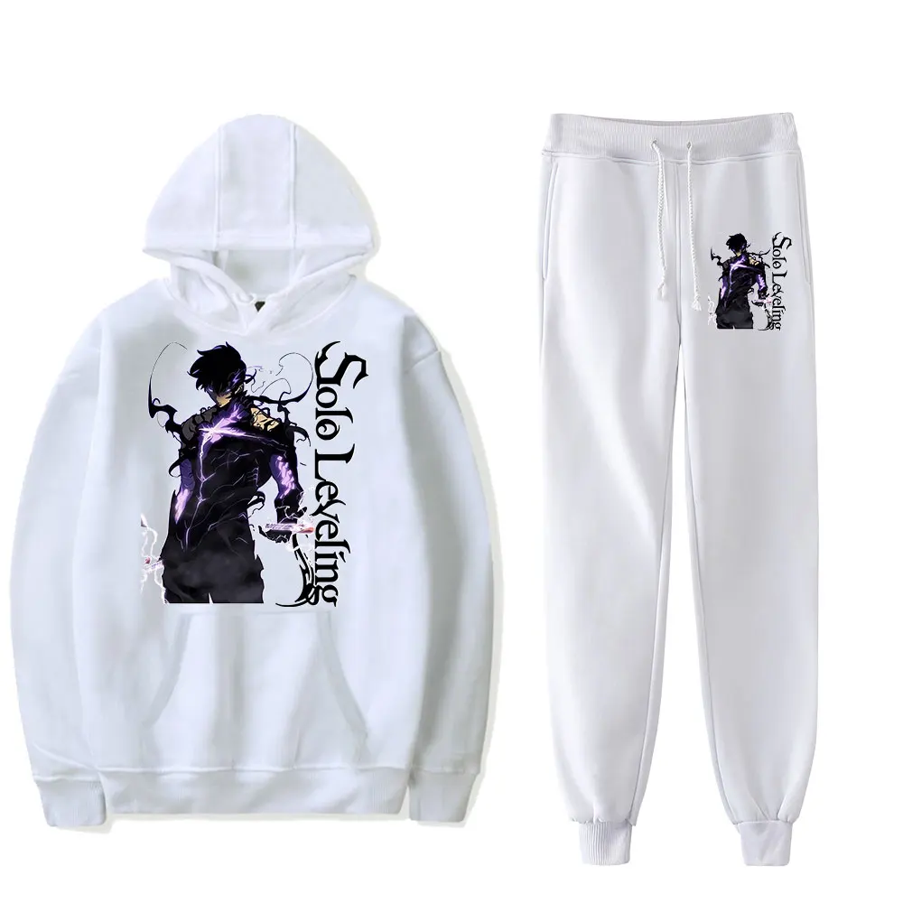 Solo Leveling Vintage 90s Merch Hoodies Set Hoodie Pants Two-Piece Pullover Men Women