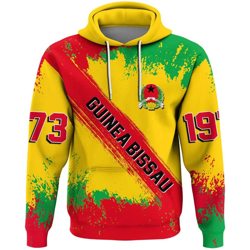 African Country Guinea-Bissau Flag Graphic Sweatshirt Casual Hoodies For Men Clothes Vacation Streetwear Pullovers Tracksuit Top