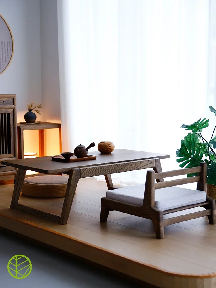 Small low table tatami tea and chair combination solid wood bay window coffee table Kang  Japanese zen tea