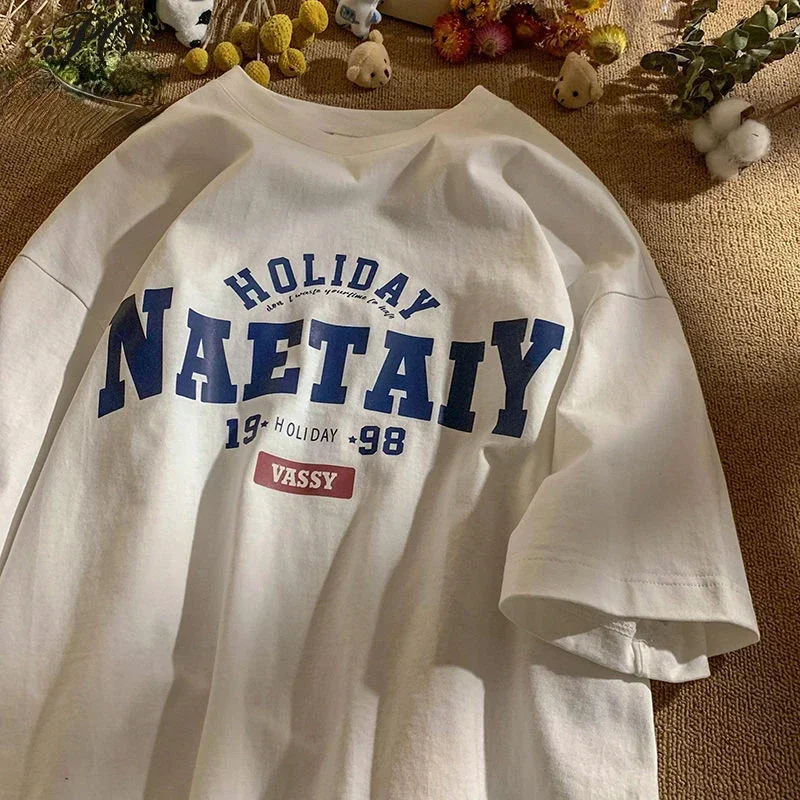 남녀공용 오버사이즈 티셔츠, 알파벳 프린트, 반팔, 고딕, 여성, 고스, 하라주쿠, Y2k