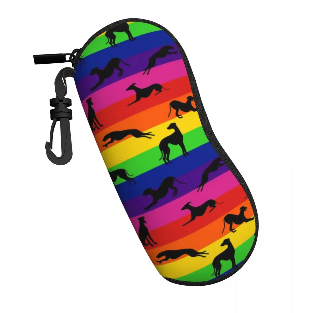 Custom Greyt Greyhound Rainbow Shell Glasses Case Unisex Cool Whippet Sighthound Dog Eyeglasses Case Sunglasses Protector Box