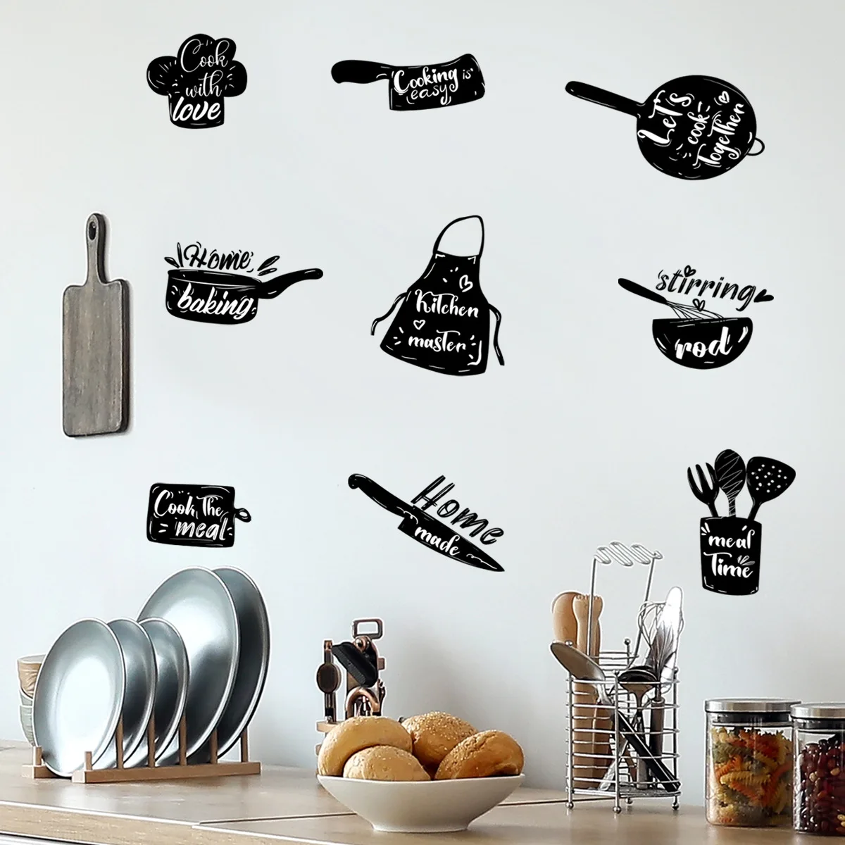 30*60cm Kitchen Tableware Logo Wall Stickers Background Wall Restaurant Home Decoration Mural Wall Stickers Wallpaper Ms6264