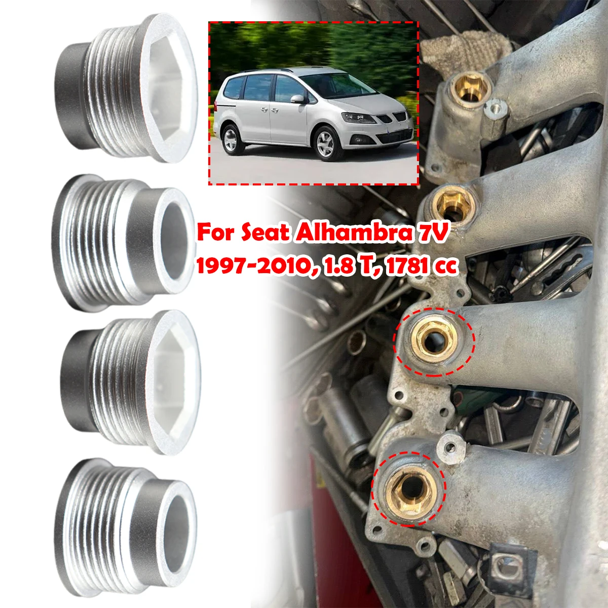 

Upgrade Aluminum alloy Fuel Injection Valve Injector Insert Cup Seat Fix Replac Kit For Seat Alhambra 7V 1997-2010 1.8 T 1781 cc