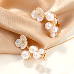 New Classic Asymmetric Elegant Imitation Double Pearl Clip Earrings for Women No Piercing Earring Wedding Jewelry Gifts