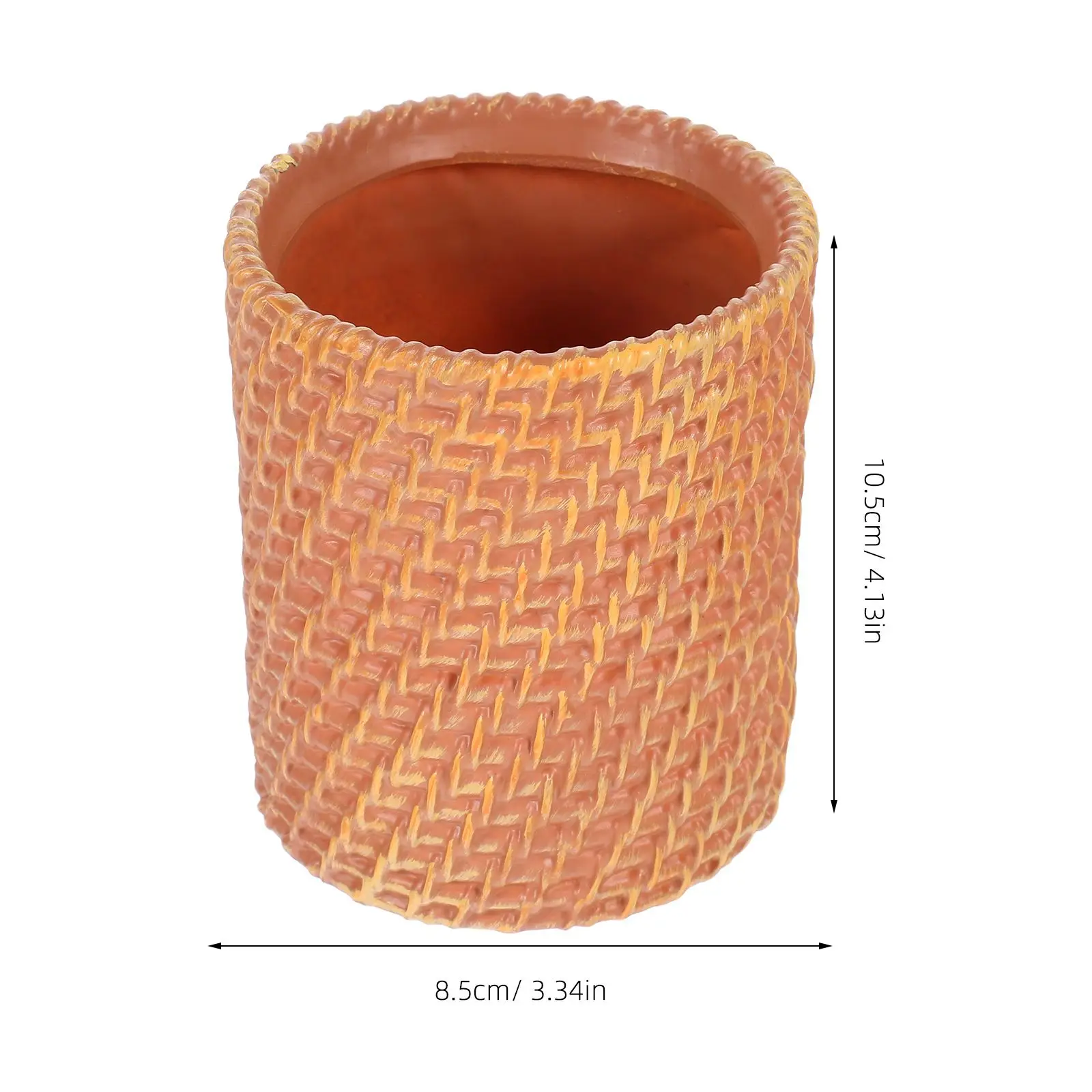 Simulated Rattan Holder Flower Vase Cylinder Desk Organizer Makeup Brush Small Flower Vase Cup Storage Container