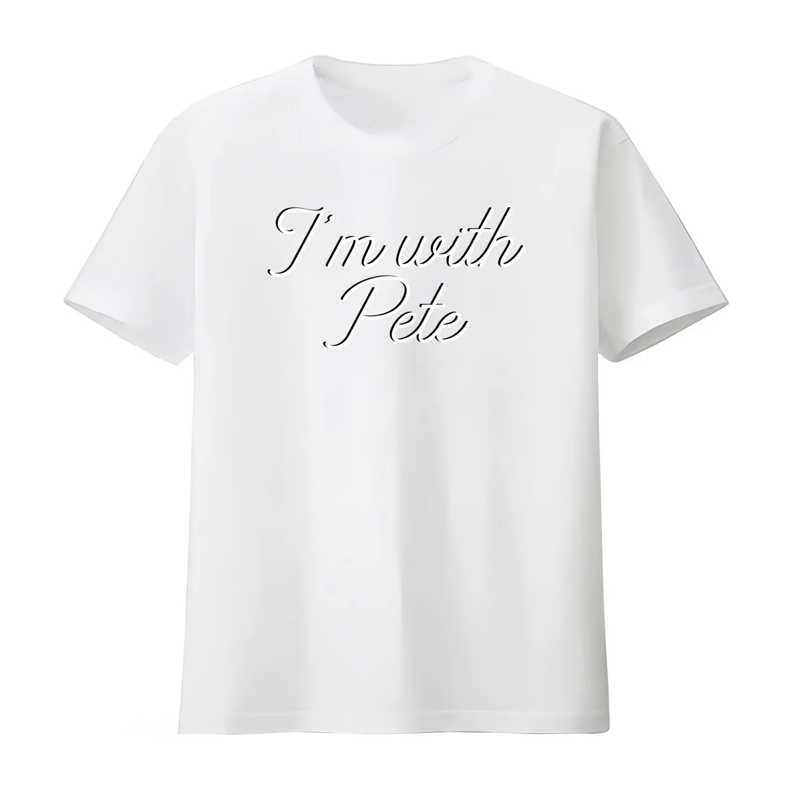 I'm with Pete Mayor Pete Buttigieg in 2020 monoline script text. Pete for America in this presidential race. T-Shirt