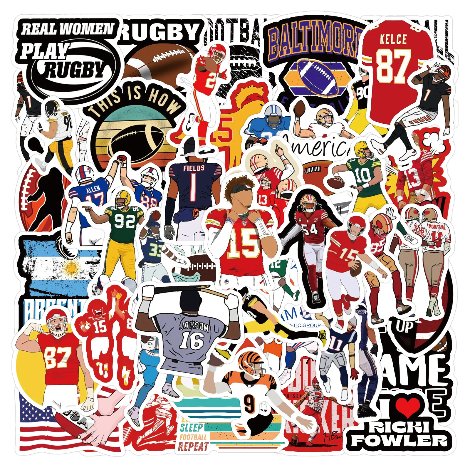 

10/55/110PCS Rugby Player Character Doodle Cartoon Celebration Decorative Laptop Trunk Water Cup Waterproof Sticker Kids Toy