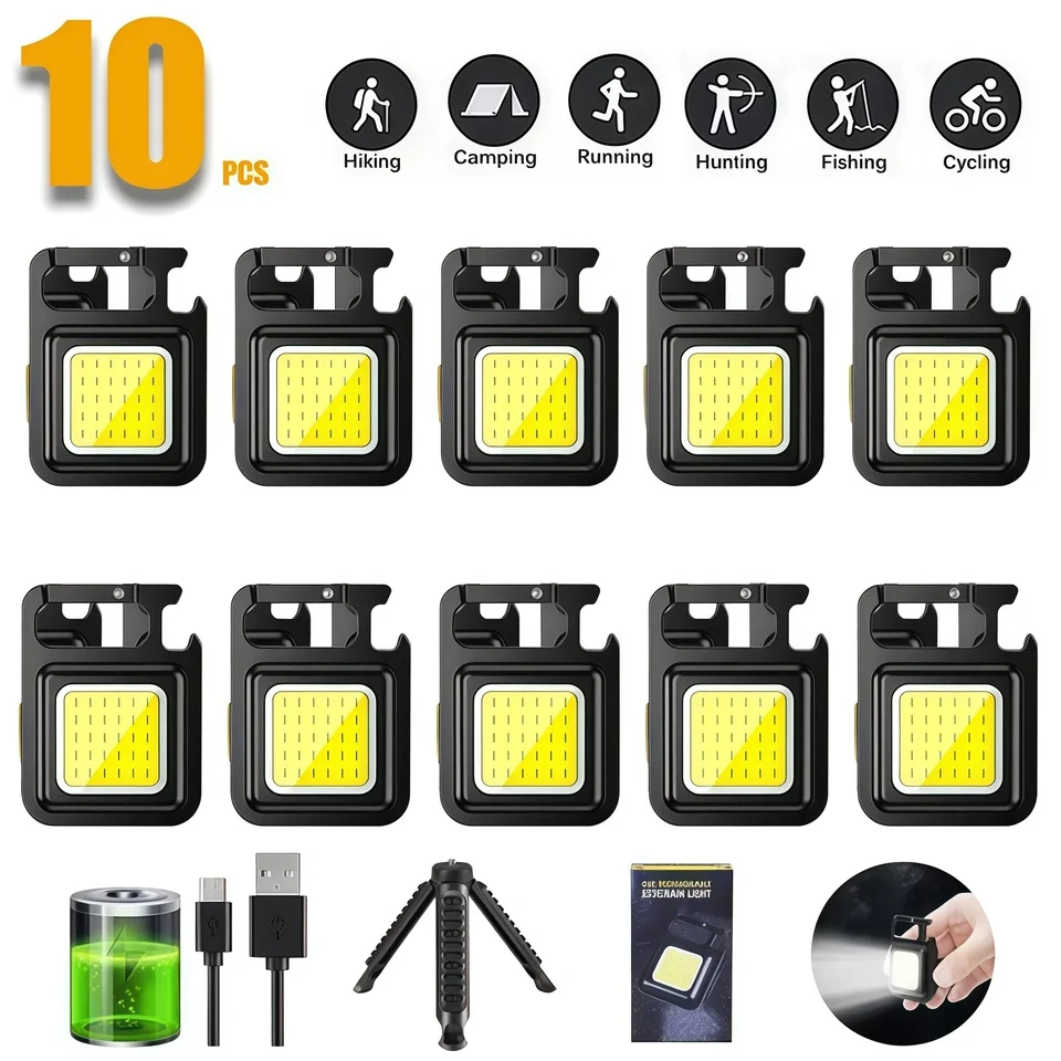 Mini lampe torche COB super lumineuse à clipser sur porte-clés, rechargeable, avec aimant, 4 modes d'éclairage pour le camping et les situations d'urgence