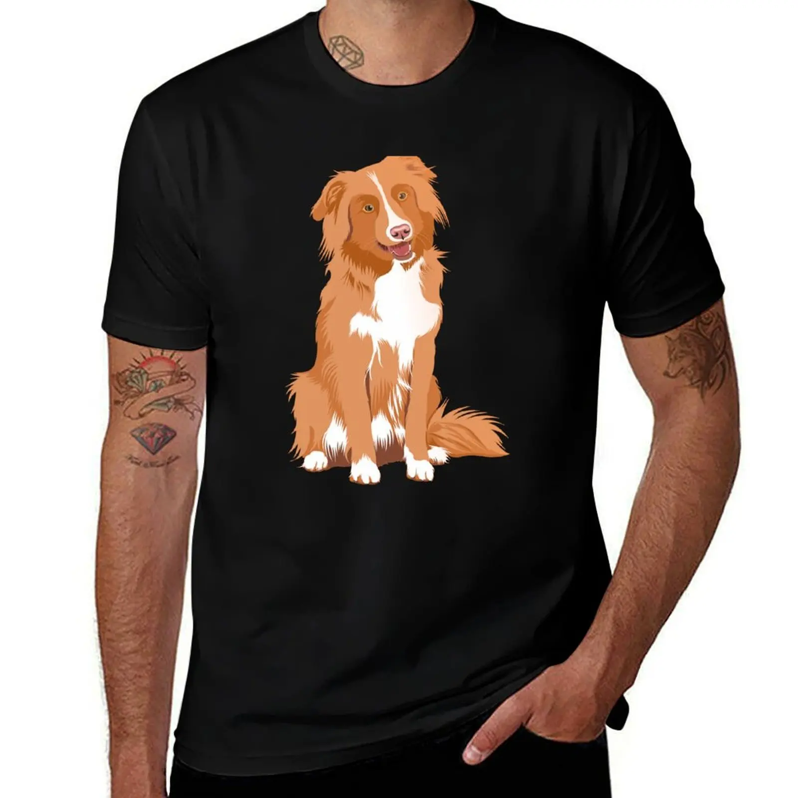 Nova Scotia Duck Tolling Retriever Sit Vector Art T-Shirt Dry Fit Running Short Sleeve Top