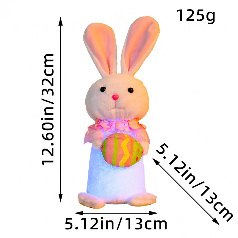 Lapin de pâques mignon, jouet en peluche lumineux pour fête de noël, idées cadeaux, décoration de table pour la maison