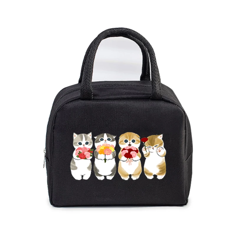 Funny Anime Cats Portable Lunch Bag Durable Office Women Men Thermal Box Cartoon Lunch Handbags Cooler Insulated Food Lunch Bags