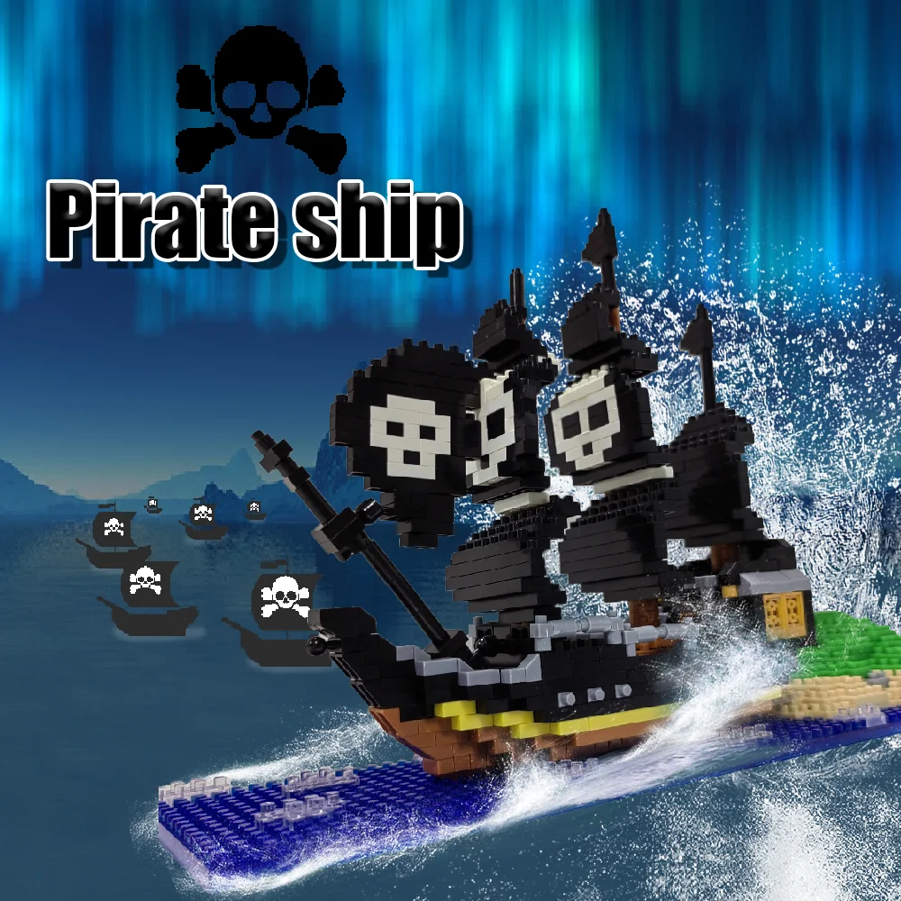 760PCS pirate ship, entry-level mini building block set, DIY， Building toys, gift boxes, Halloween, Christmas, Thanksgiving, New