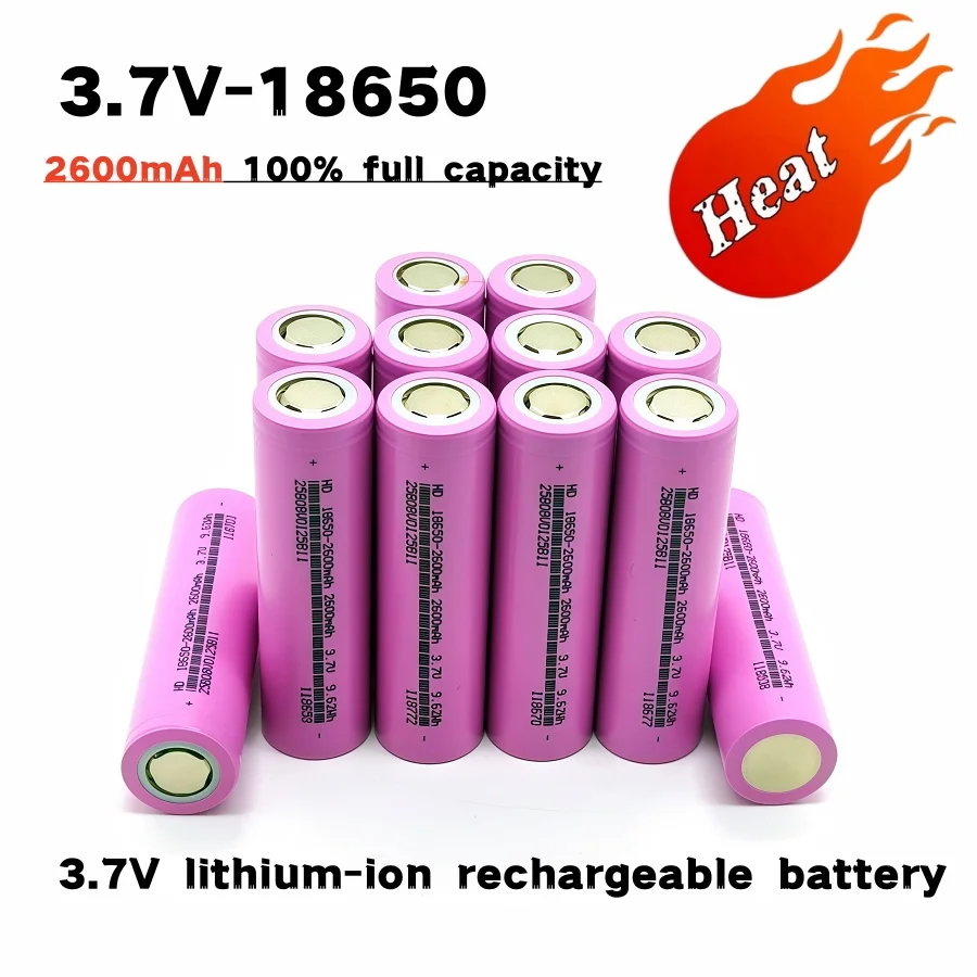 2600 mAh, 100 % echte Kapazität, 3,7 V, 18650 Lithium-Ionen-Akku. Geeignet für Spielzeugbrenner und Werkzeugbatterien 18650