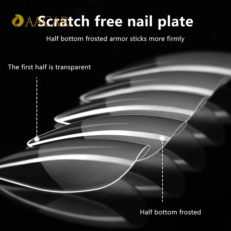 Luxury Almond French Coffin False Nail Tips Soft Gel Semi-matte Full Cover Artificial Fingertip Capsules for Nail Extension