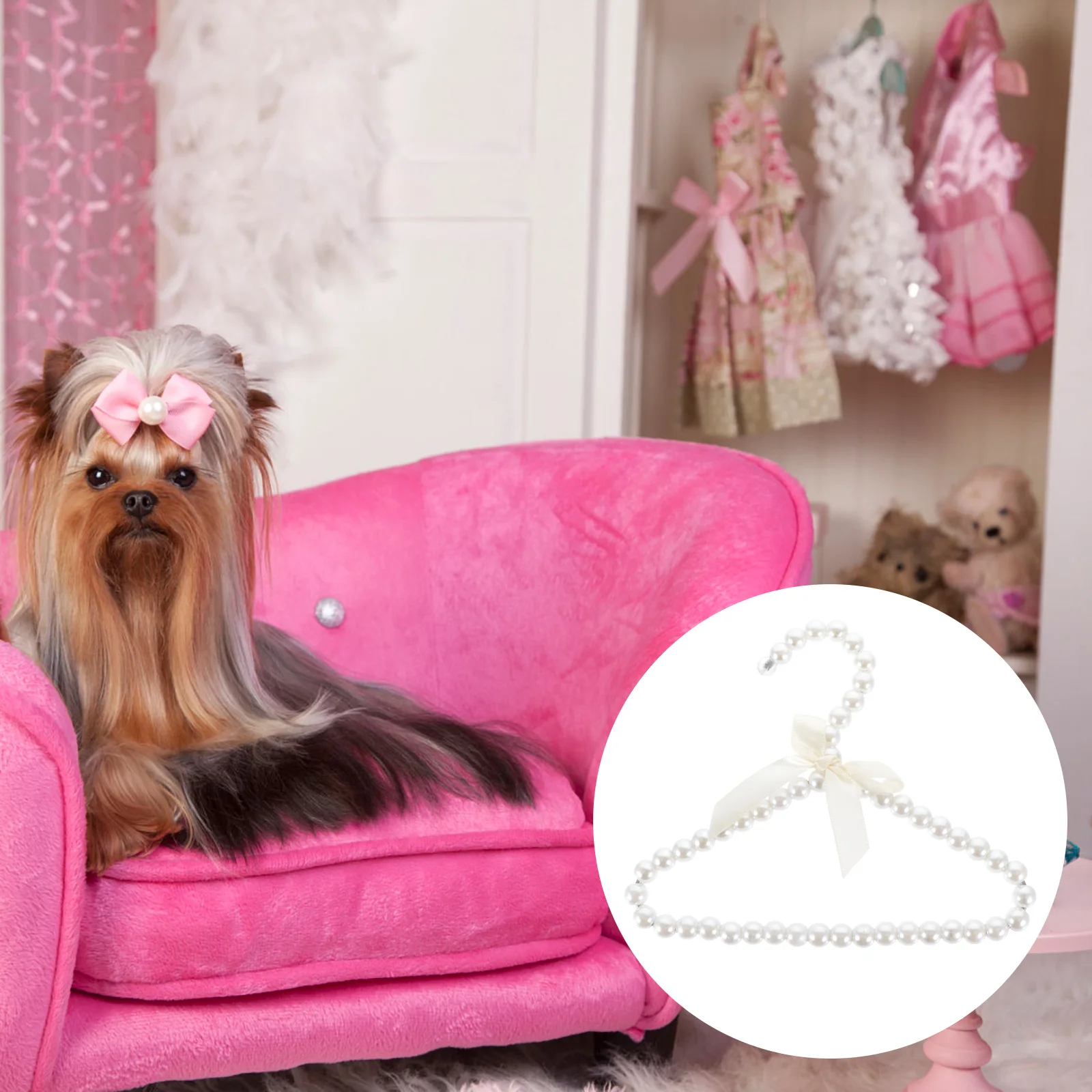 

Pet Clothes Hanger Nonslip Compact Lightweight Portable Dog Garment Rack White Pearl Hanging Home Dorm Balcony Yard Gift