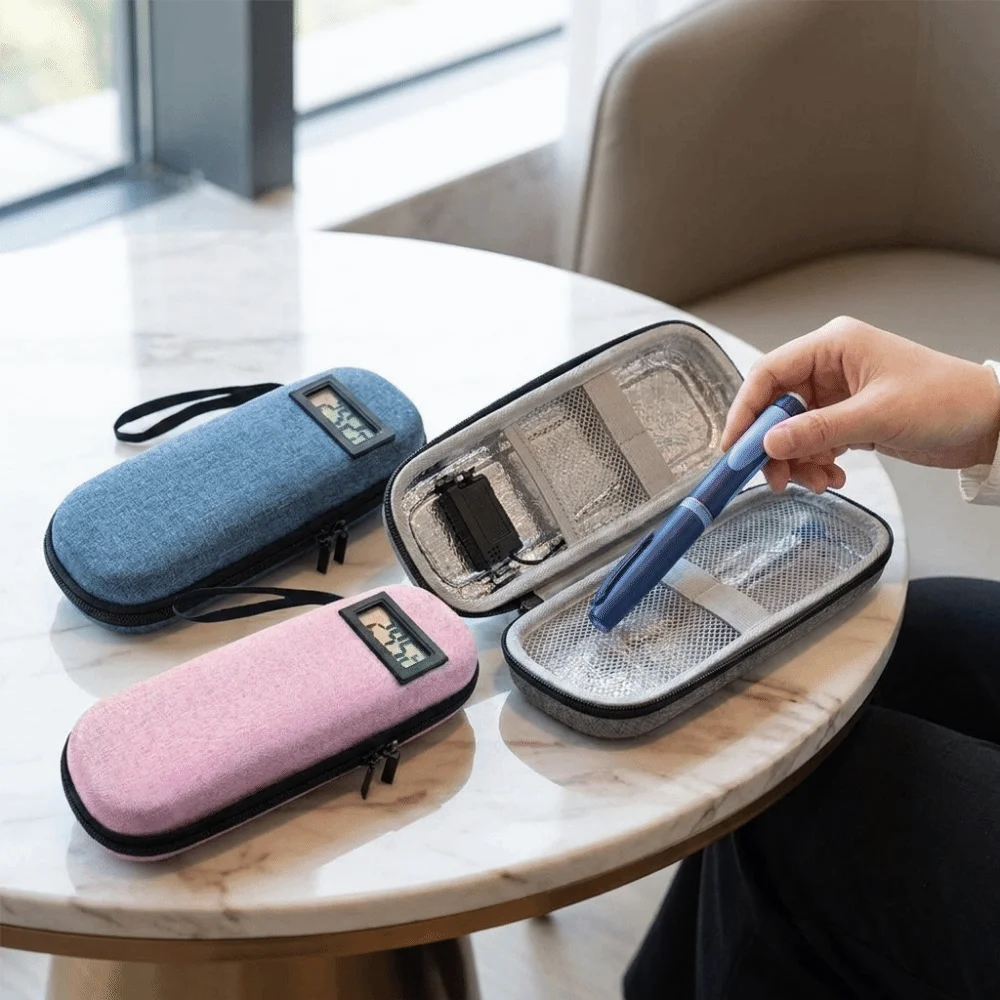 EVA Insulin Cooler Bag Waterproof Temperature Display Insulin Vial Storage Case Insulin Vial Protector Dust-Proof