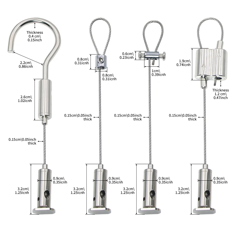 304 stainless steel cable, equipped with adjustable hooks, rope diameter 1.5mm, can hang pictures/potted plants