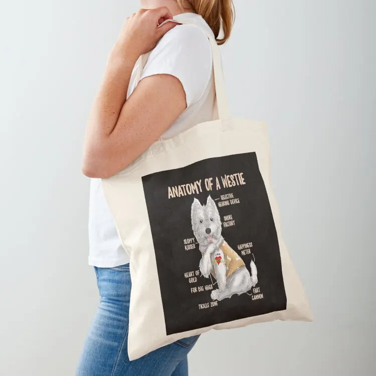 

Anatomy West Highland White Terrier Puppy Westie Tote Bag Women's shopping bag eco bag folding Cloth bags