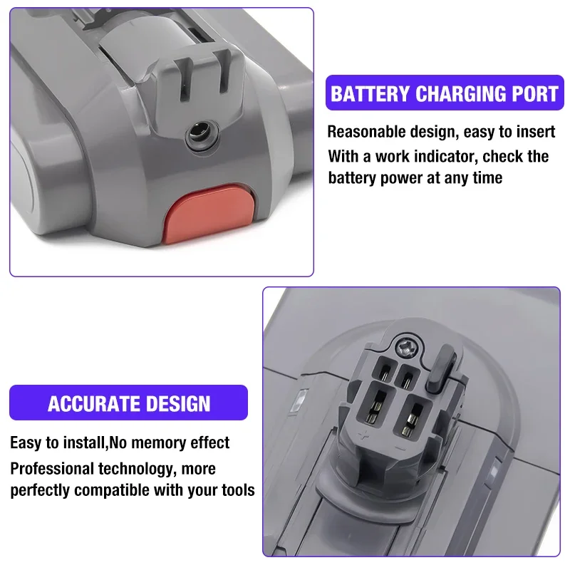 SV15 25.2V 6.0Ah Li-ion Rechargeable Replacement Battery for Dyson V11 Click-in Vacuum V11 Fluffy V11 Complete SV22 SV18 SV28