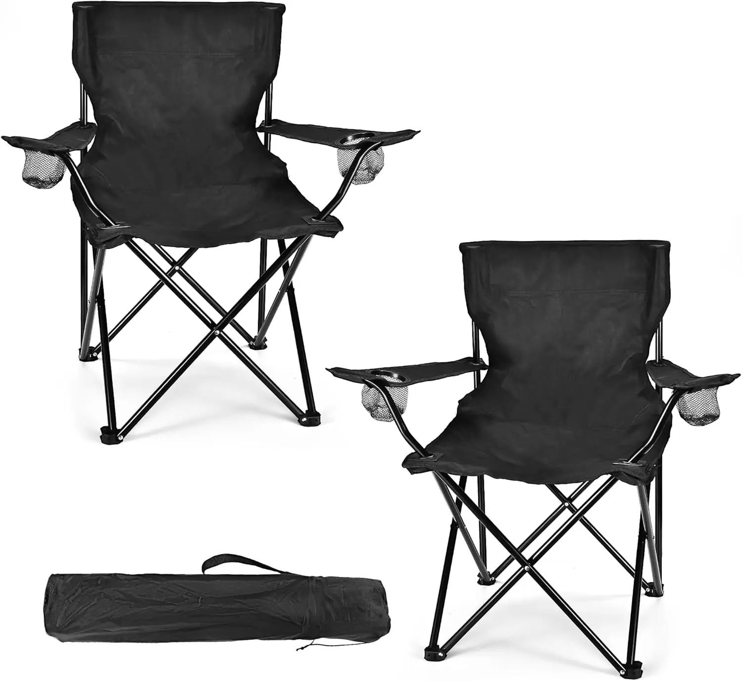 

2 Pack Lightweight Foldable Camping Chairs for Adults, Teens - 250LBS Capacity, Portable with Carry Bag