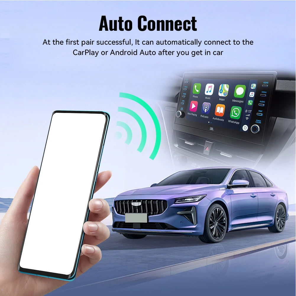 2 in 1 CarPlay Android Auto Wireless Adapter Mini USB Dongle Auto Connect 5G WiFi BT for Factory Wired Carplay Cars